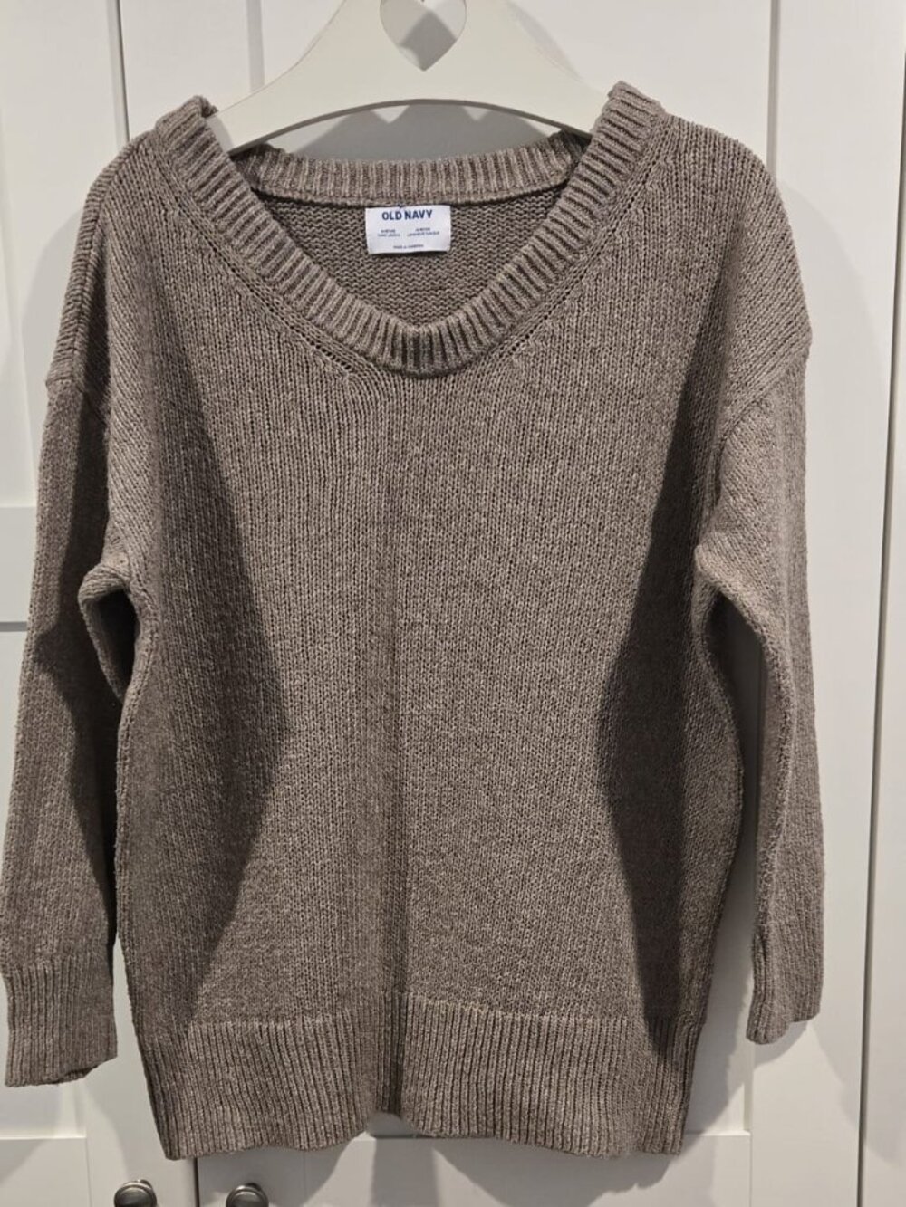 Old Navy 100% Cotton Taupe Scoop Neck Tunic Sweater M Petite PTP22